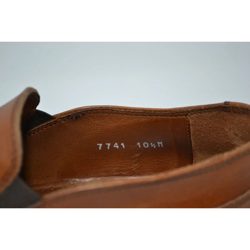Men's Massimo Matteo Italy 10.5 M Brown Leather Oxford Slip on Dress Shoes‎ 7741